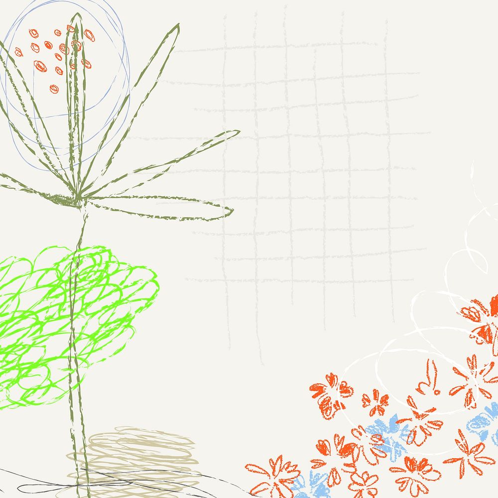Aesthetic flower doodle background, pastel hand drawn design