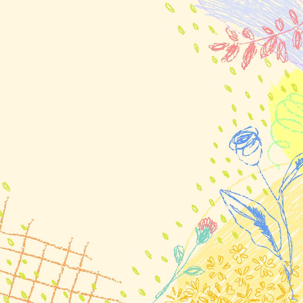 Girly abstract scribble background, pastel cute design in yellow vector