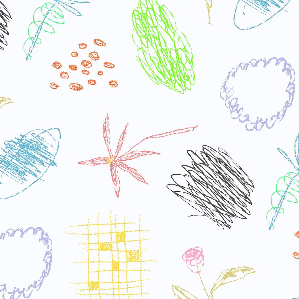 White crayon scribble pattern background, feminine line art design psd