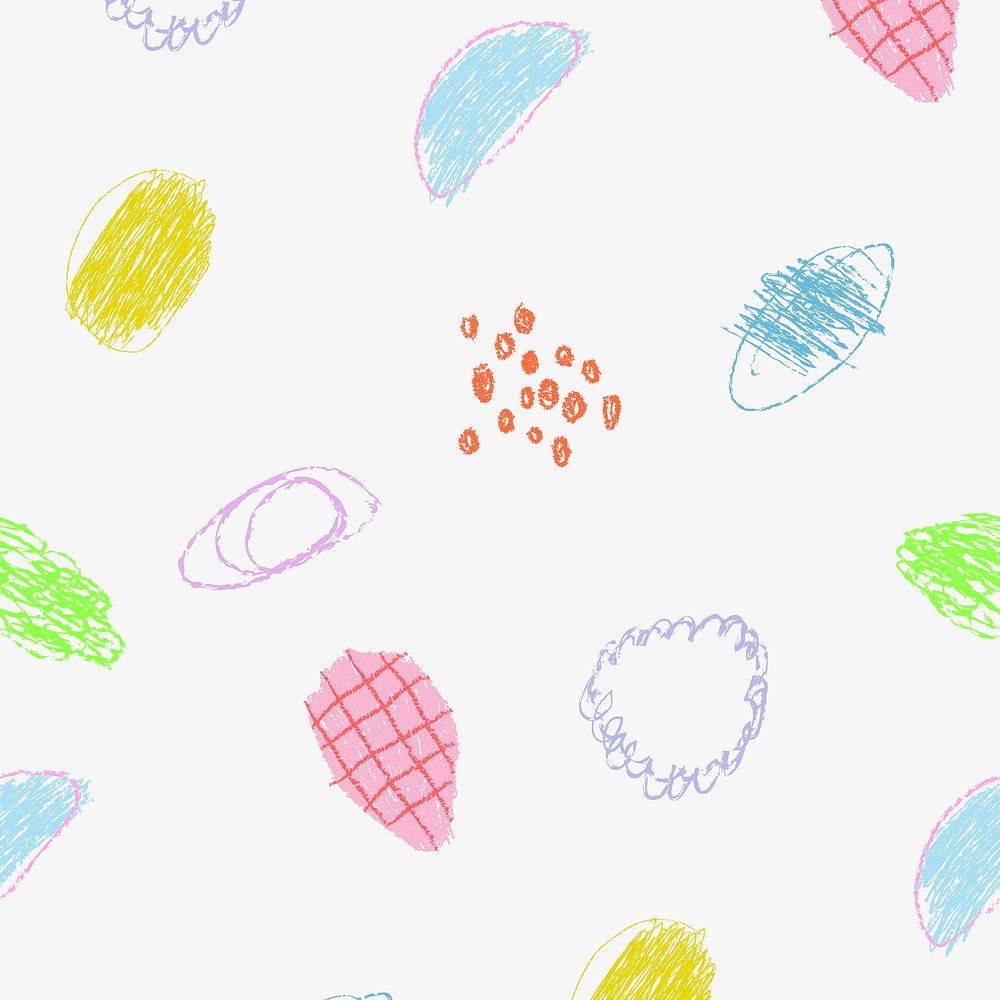 Crayon kids pattern background, colorful hand drawn doodle design
