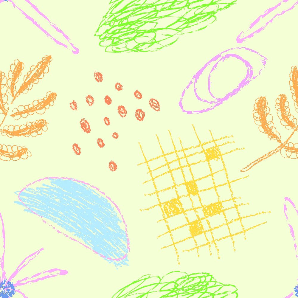 Abstract pastel doodle pattern background, girly scribble in yellow