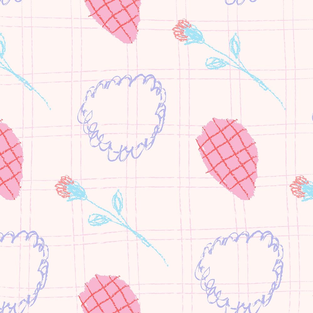 Seamless pattern doodle background, pink girly abstract design