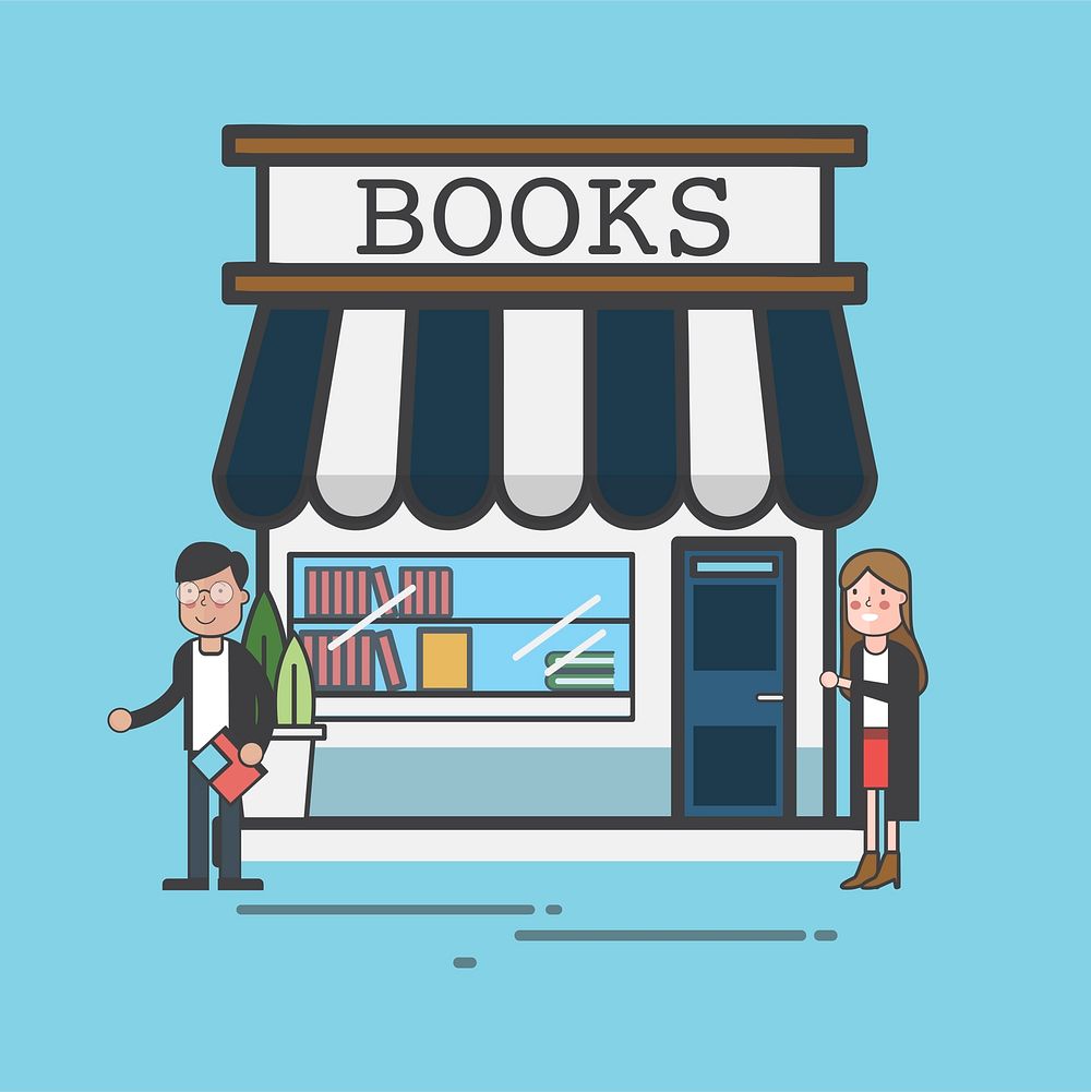 Illustration of a bookstore