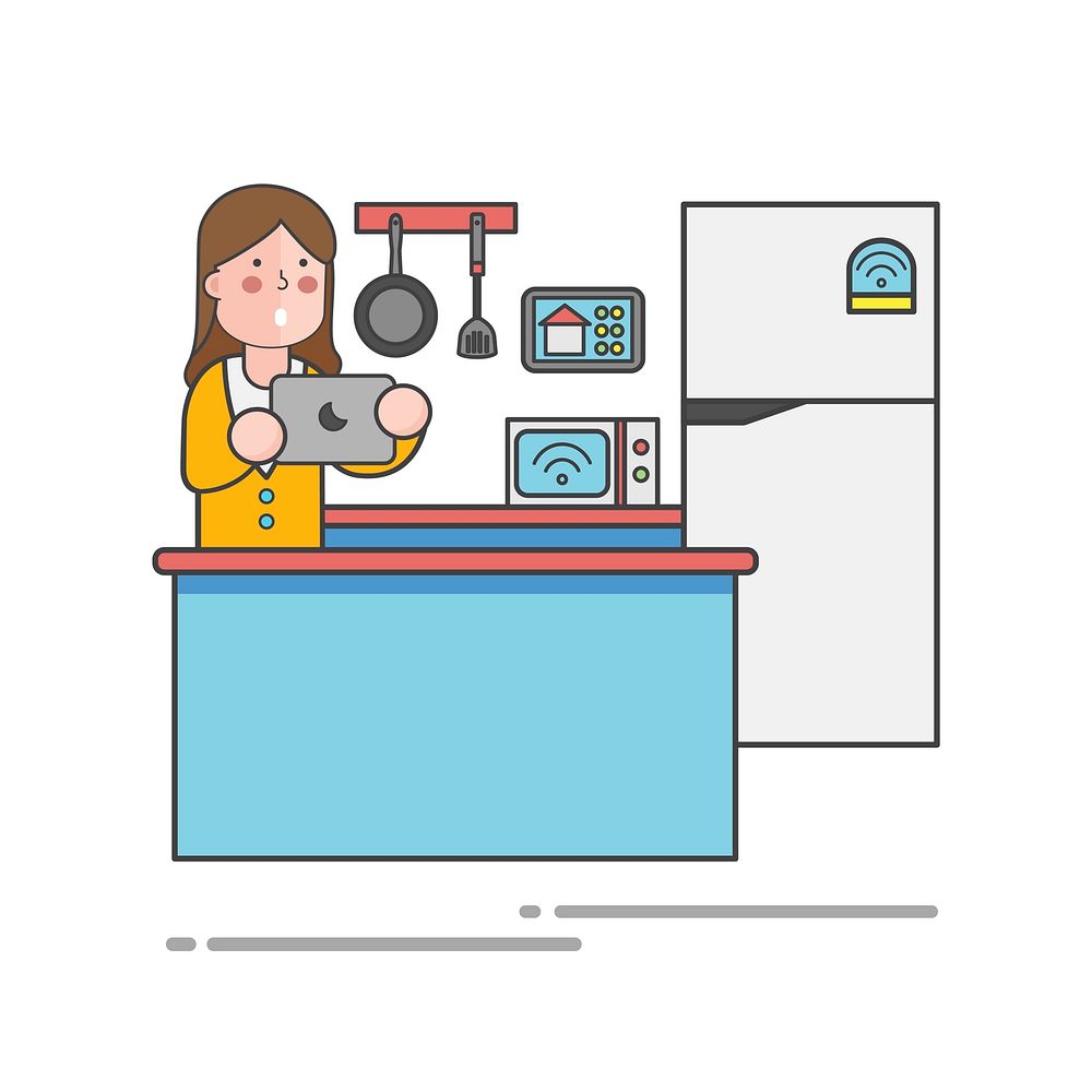 Woman in the kitchen illustration