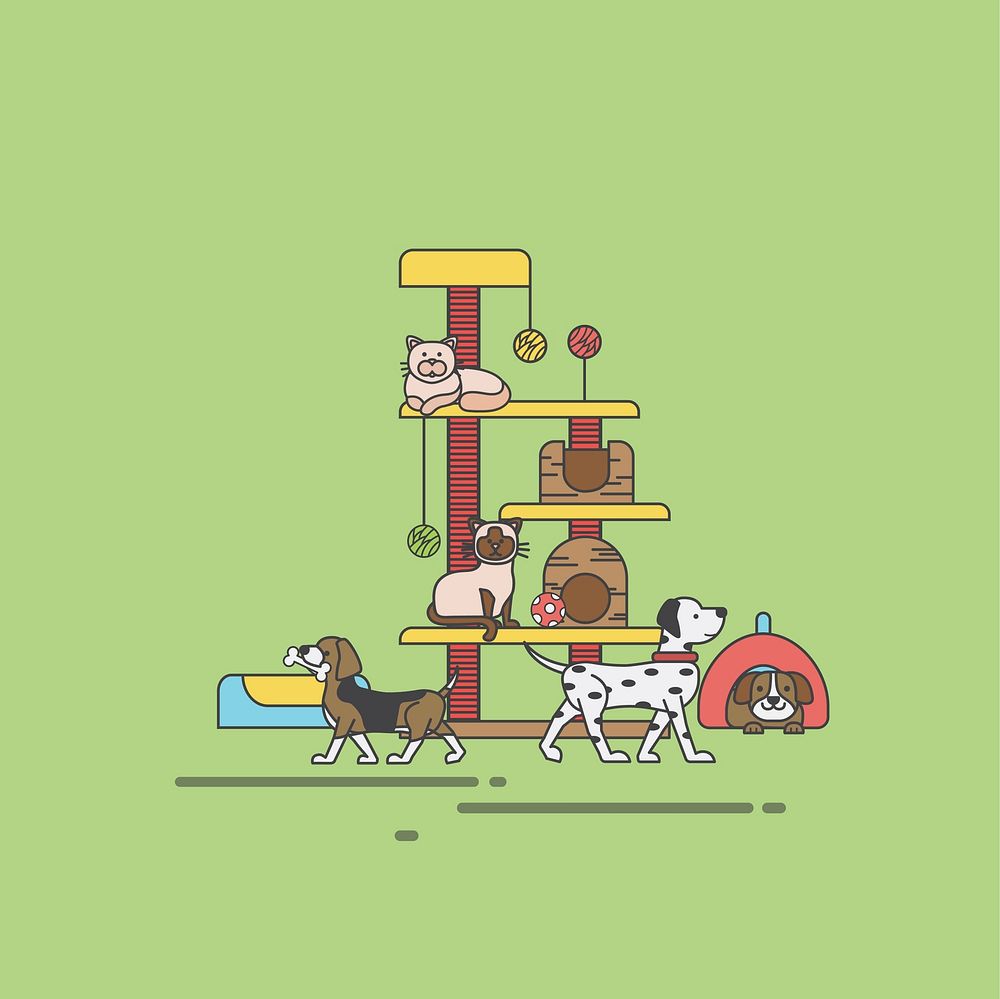 Illustration set of pet shop