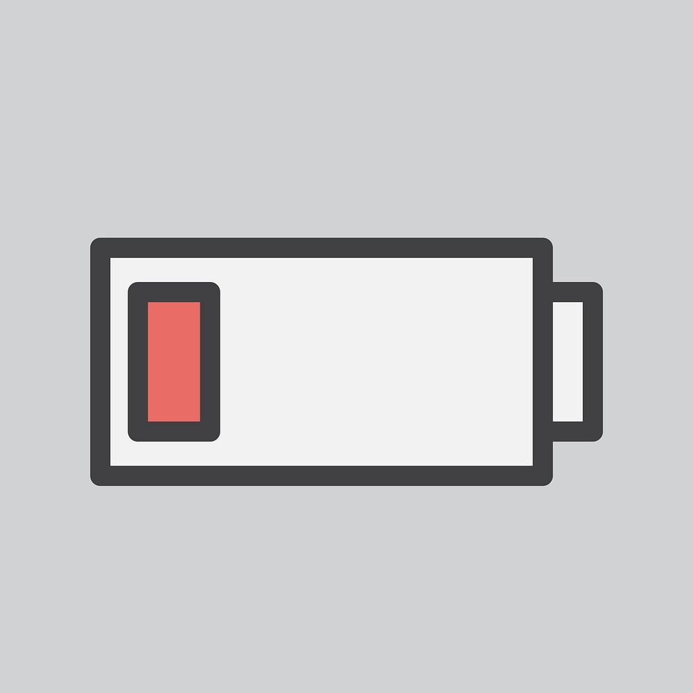 Simple illustration of a low battery icon