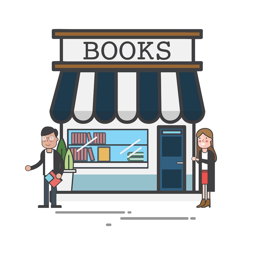 Illustration of a bookstore