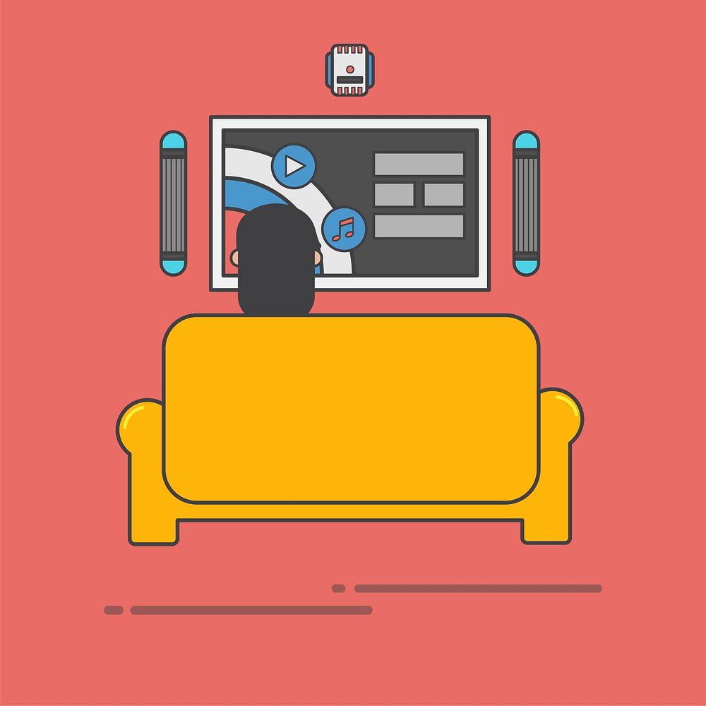 Illustration of a woman watching tv on the couch