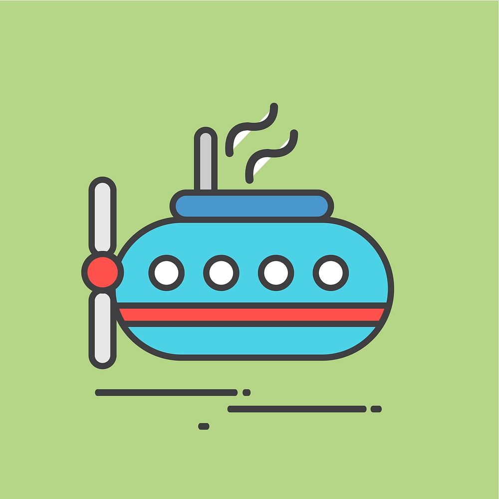 Illustration of a blue submarine