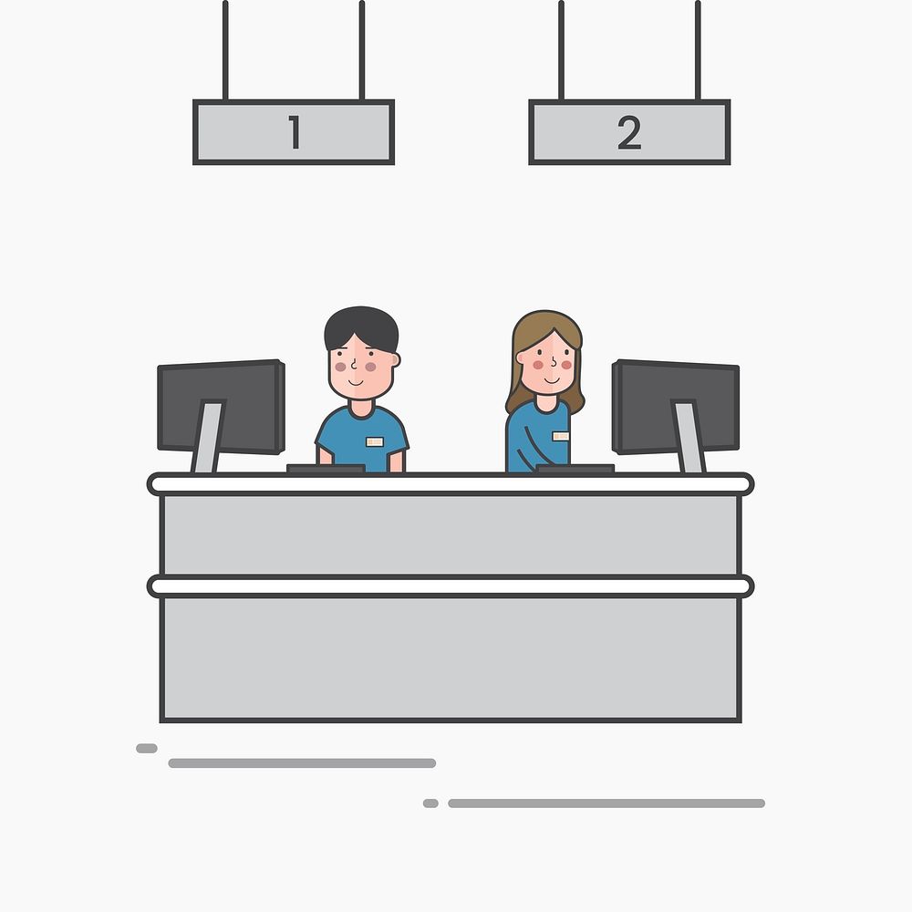 Illustration of bank tellers