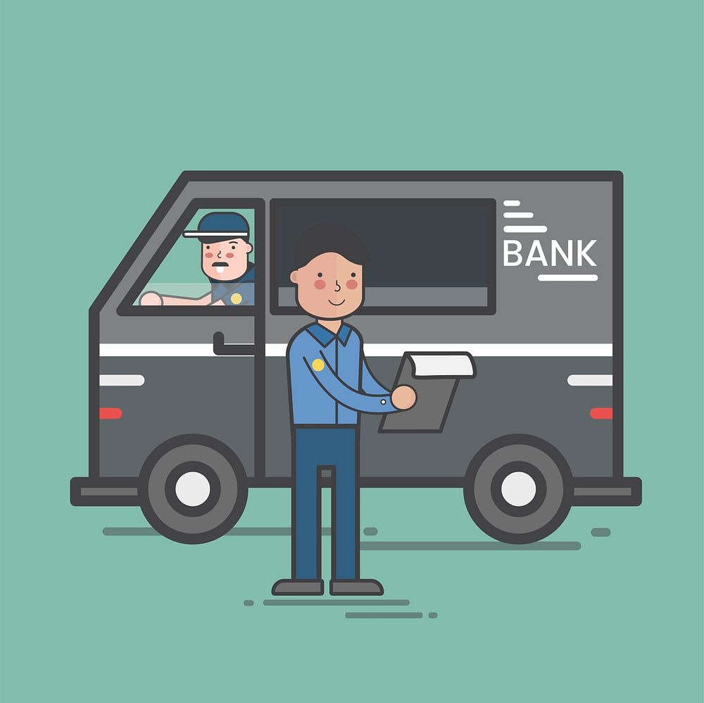 Illustration of a bank armored card