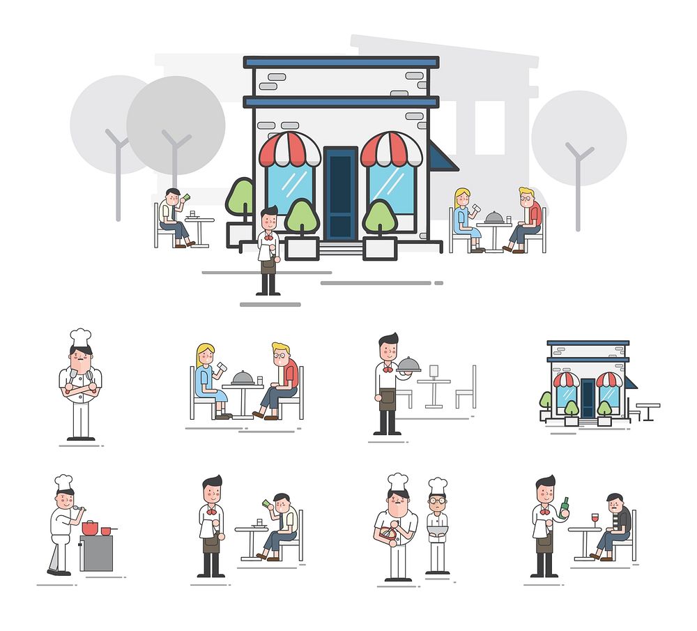 Illustration of coffee cafe vector set
