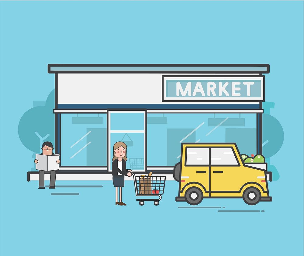 Illustration set of supermarket vector