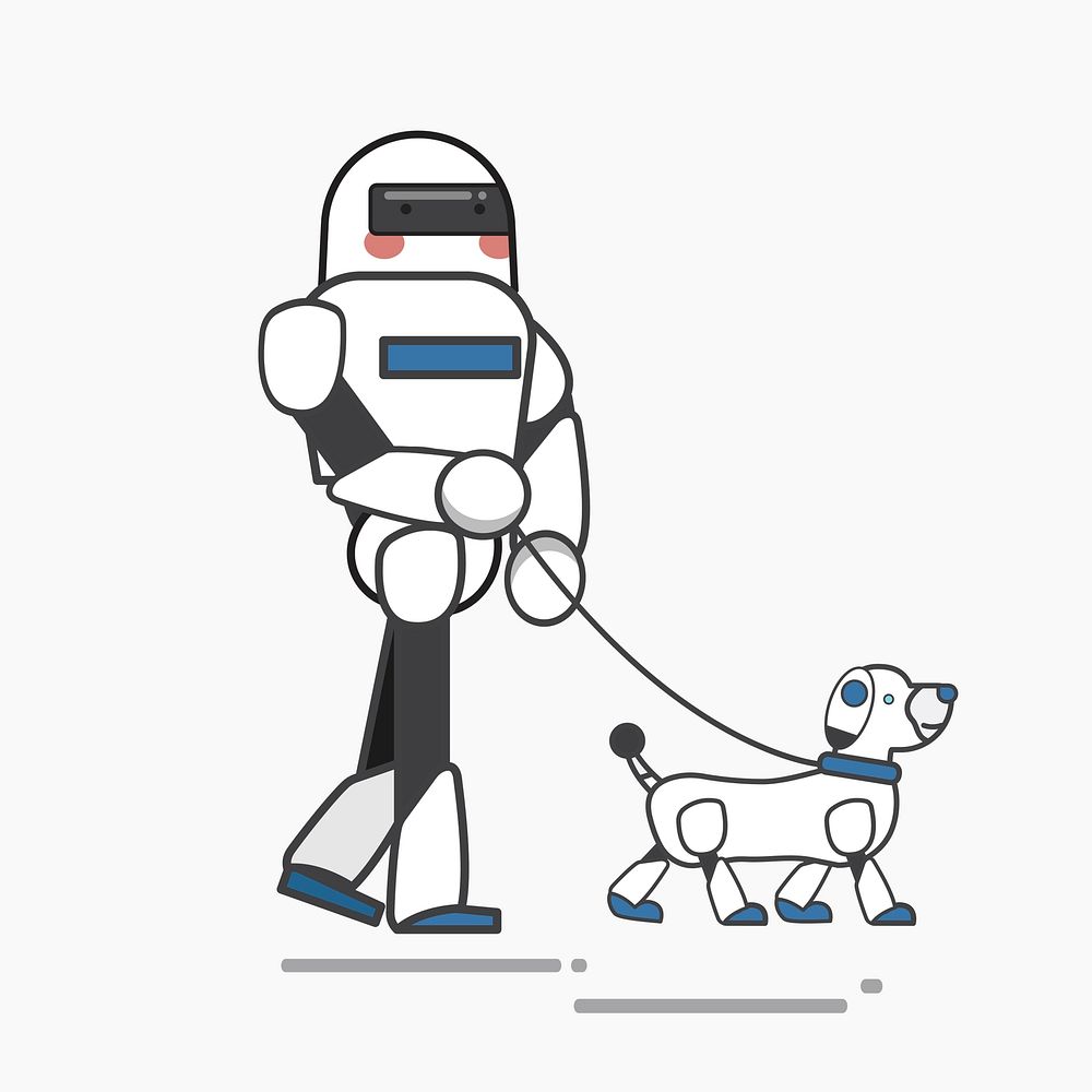 Robot walking a robot dog