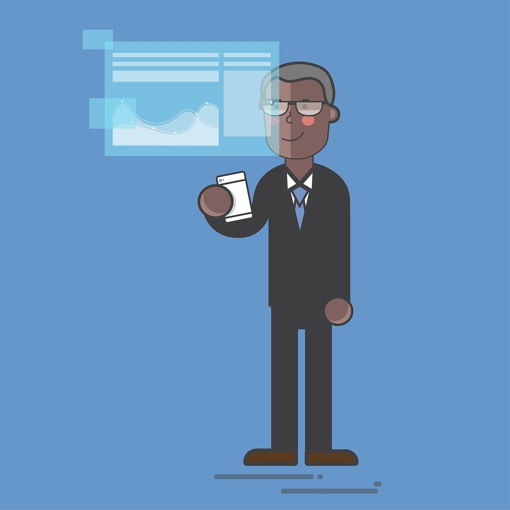 Businessman in a digital presentation
