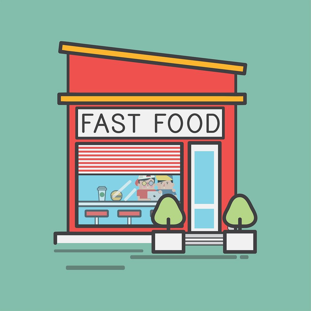 Illustration of a fast food shop