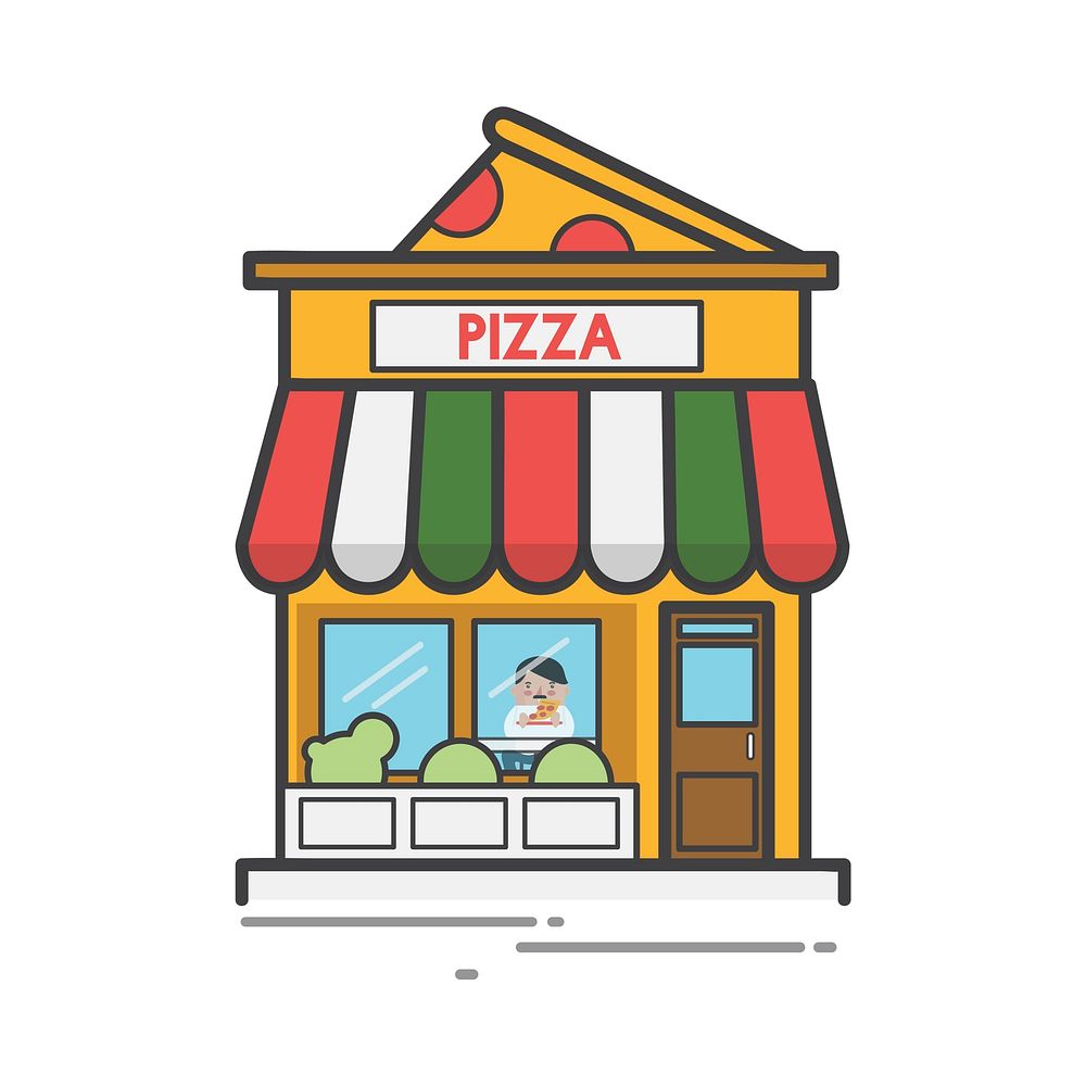 Illustration of a pizza place