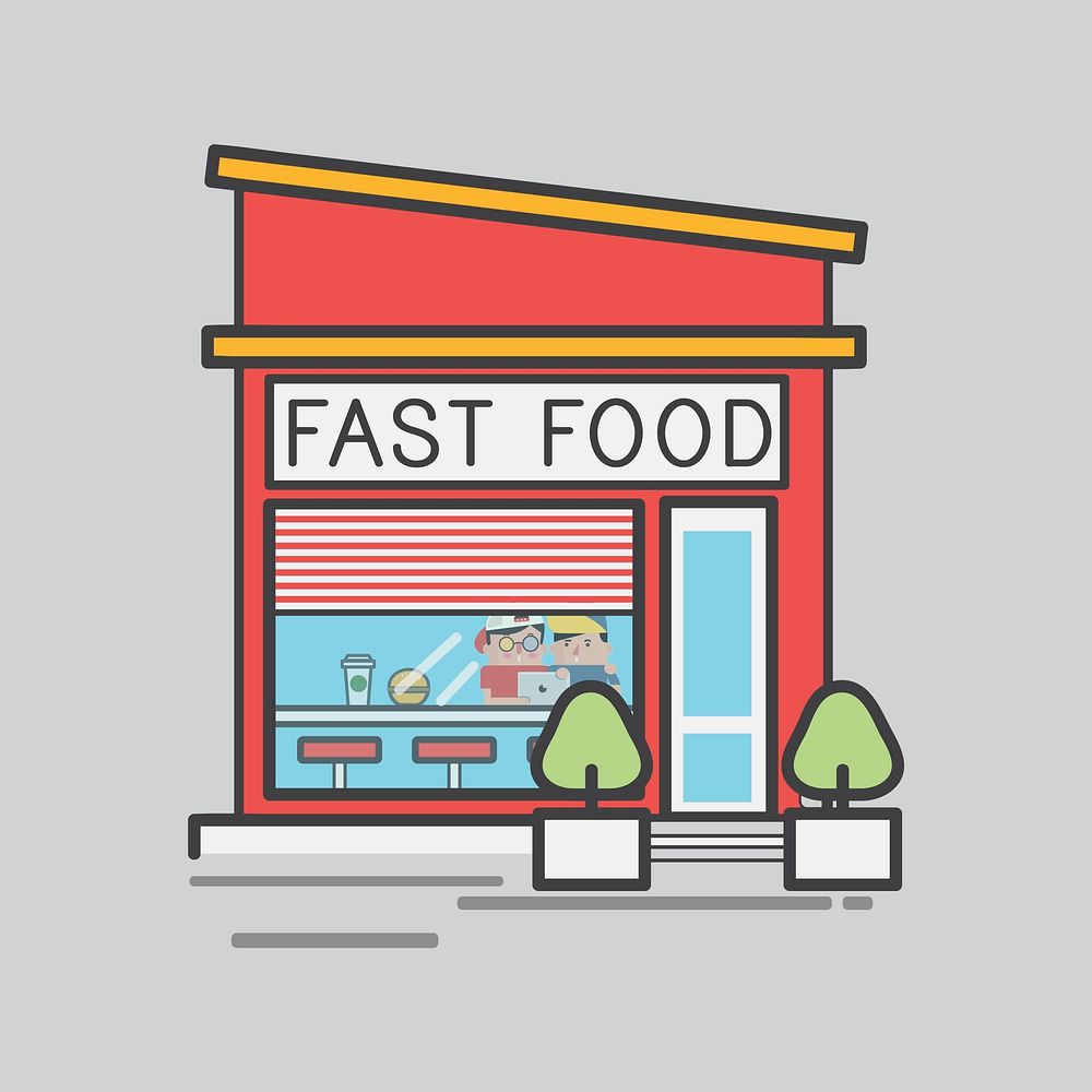 Illustration of a fast food shop