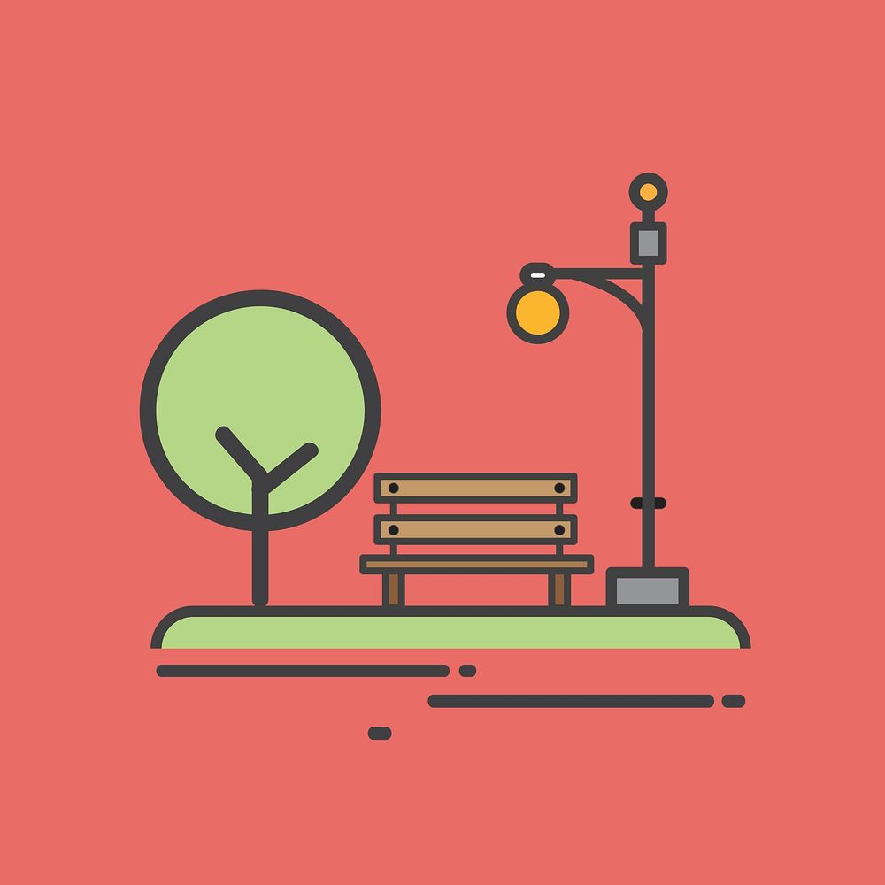 Illustration of a park bench