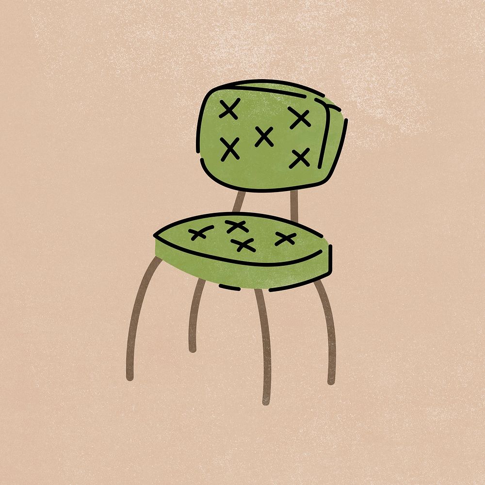 Retro dining chair sticker, furniture & home decor illustration psd