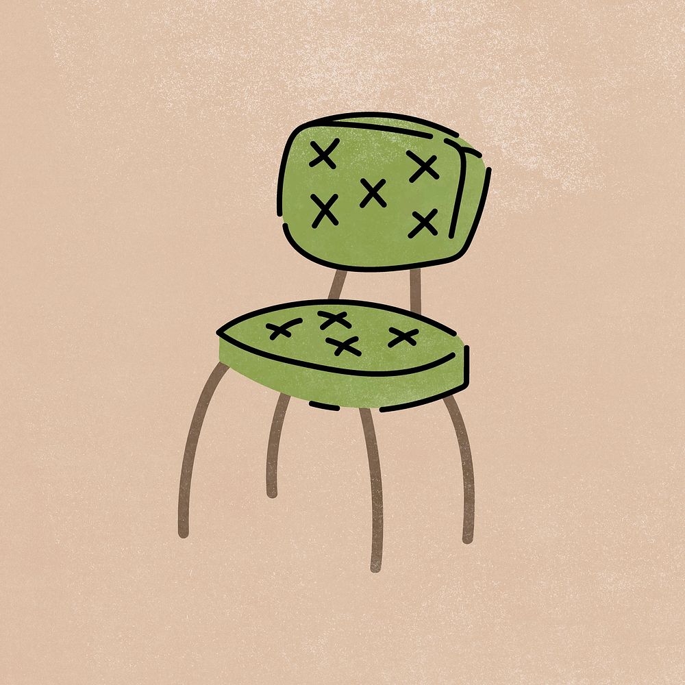 Retro dining chair sticker, furniture & home decor illustration vector