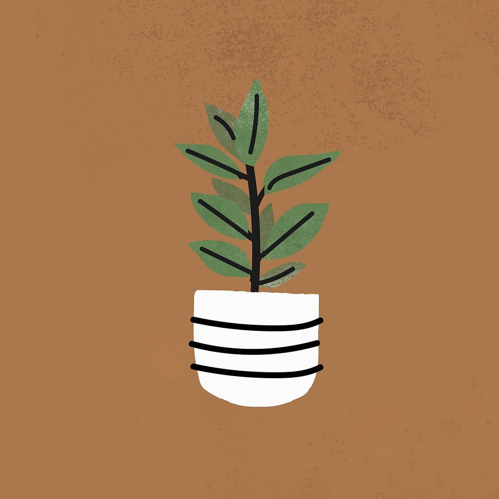 Rubber plant sticker, home decor illustration vector