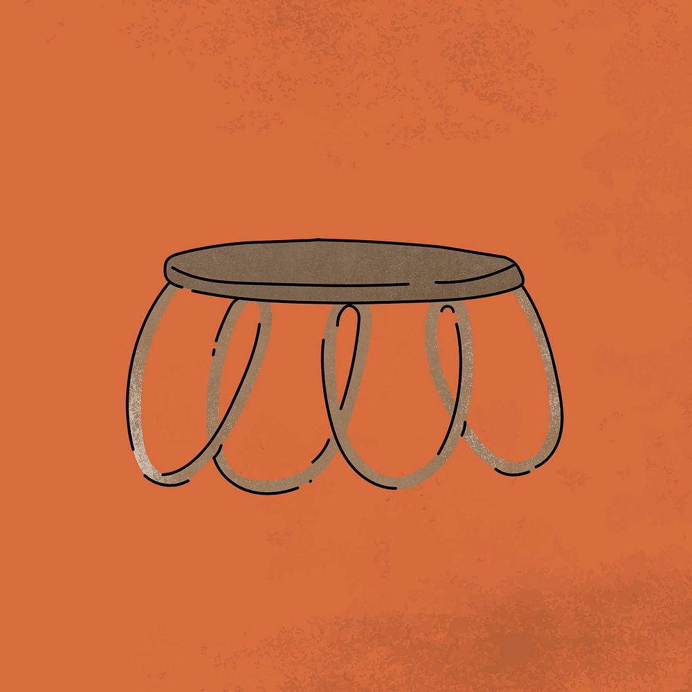 Rattan table clipart, furniture & home decor illustration psd