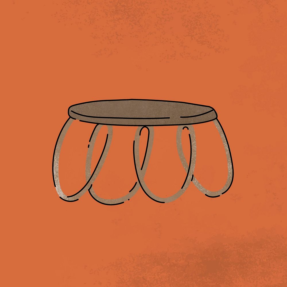 Brow rattan table clipart, furniture & home decor illustration