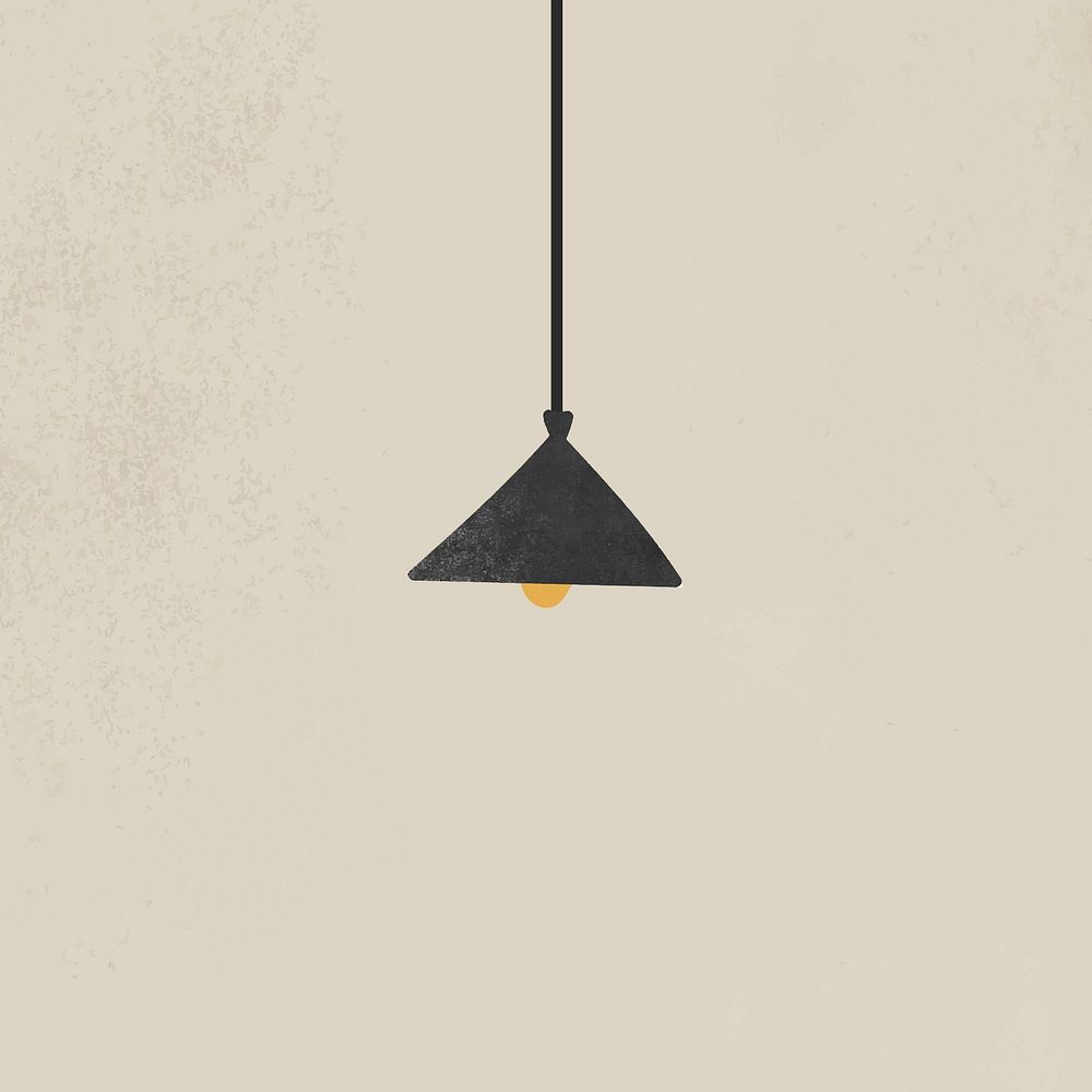 Pendant light, lamp sticker, home decor doodle psd