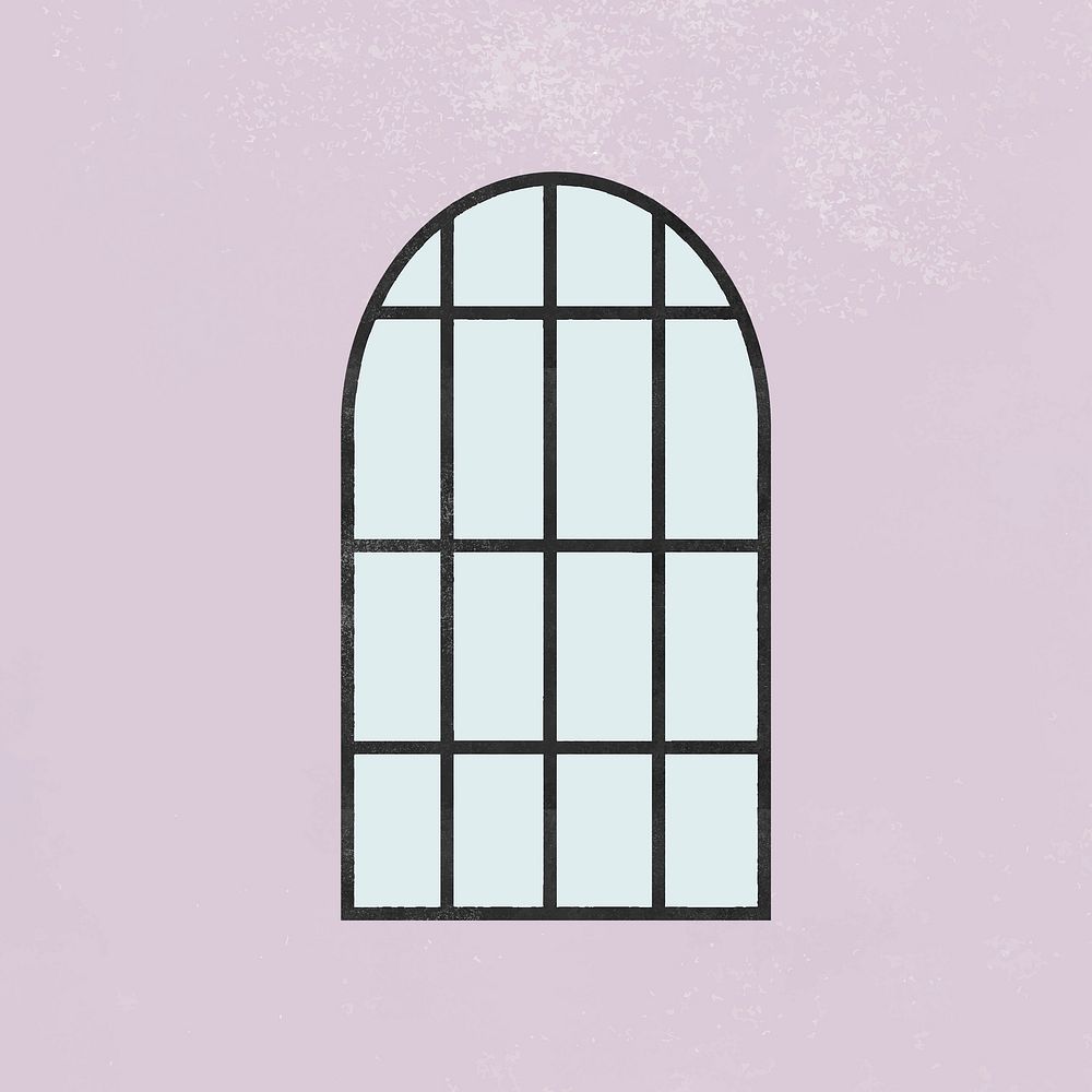 Arched window clipart, home decor illustration psd