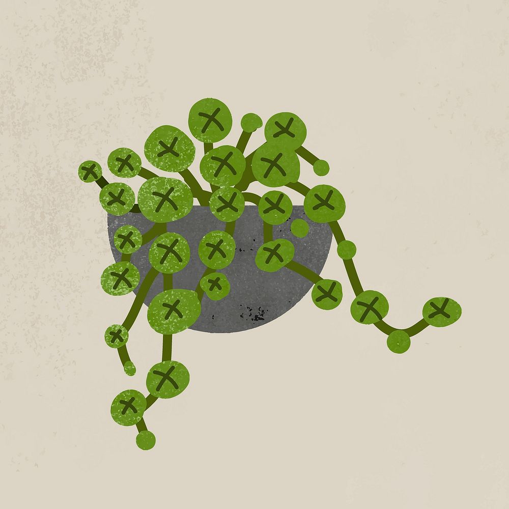 Hanging potted plant sticker, home decor illustration vector