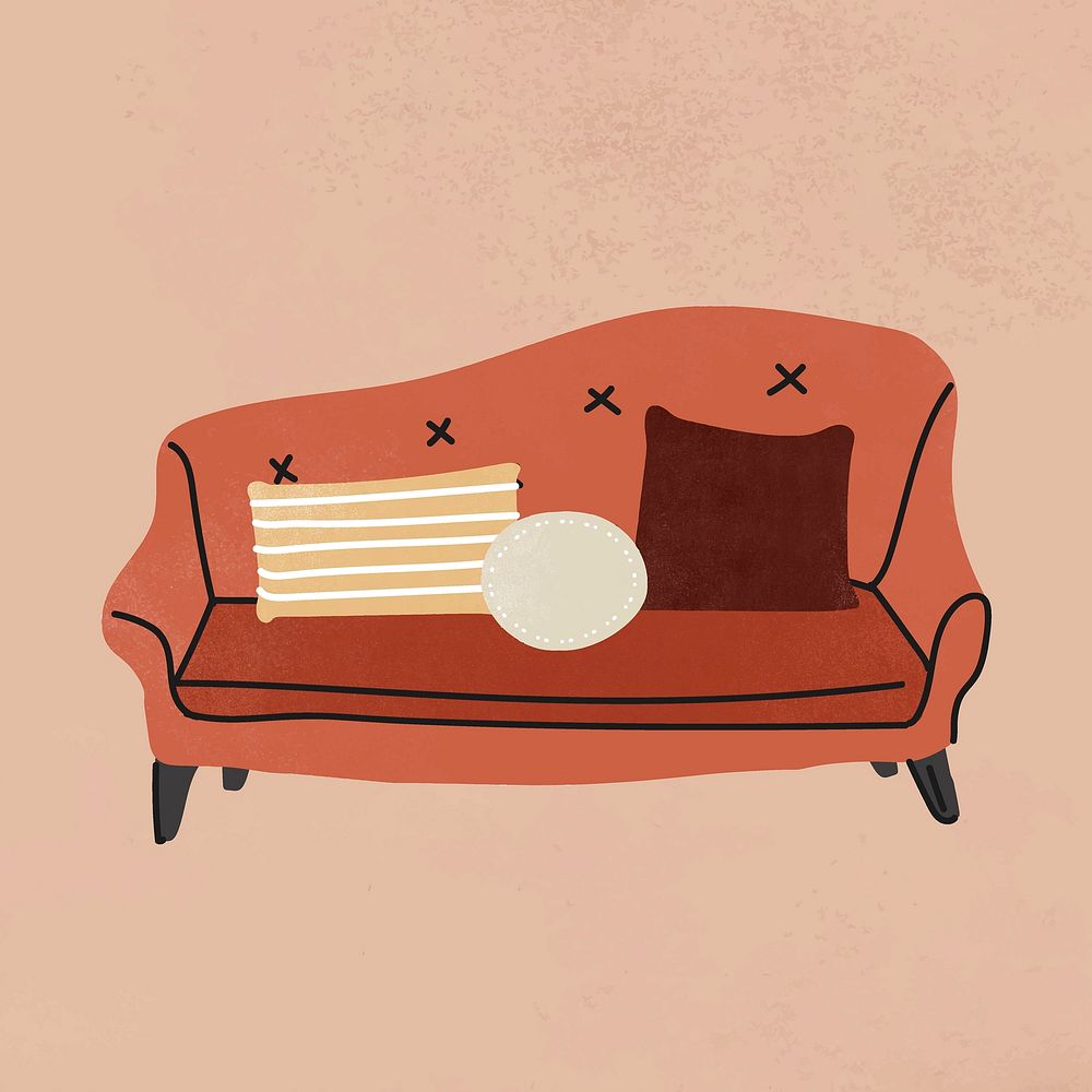 Chaise sofa sticker, furniture & home decor illustration vector