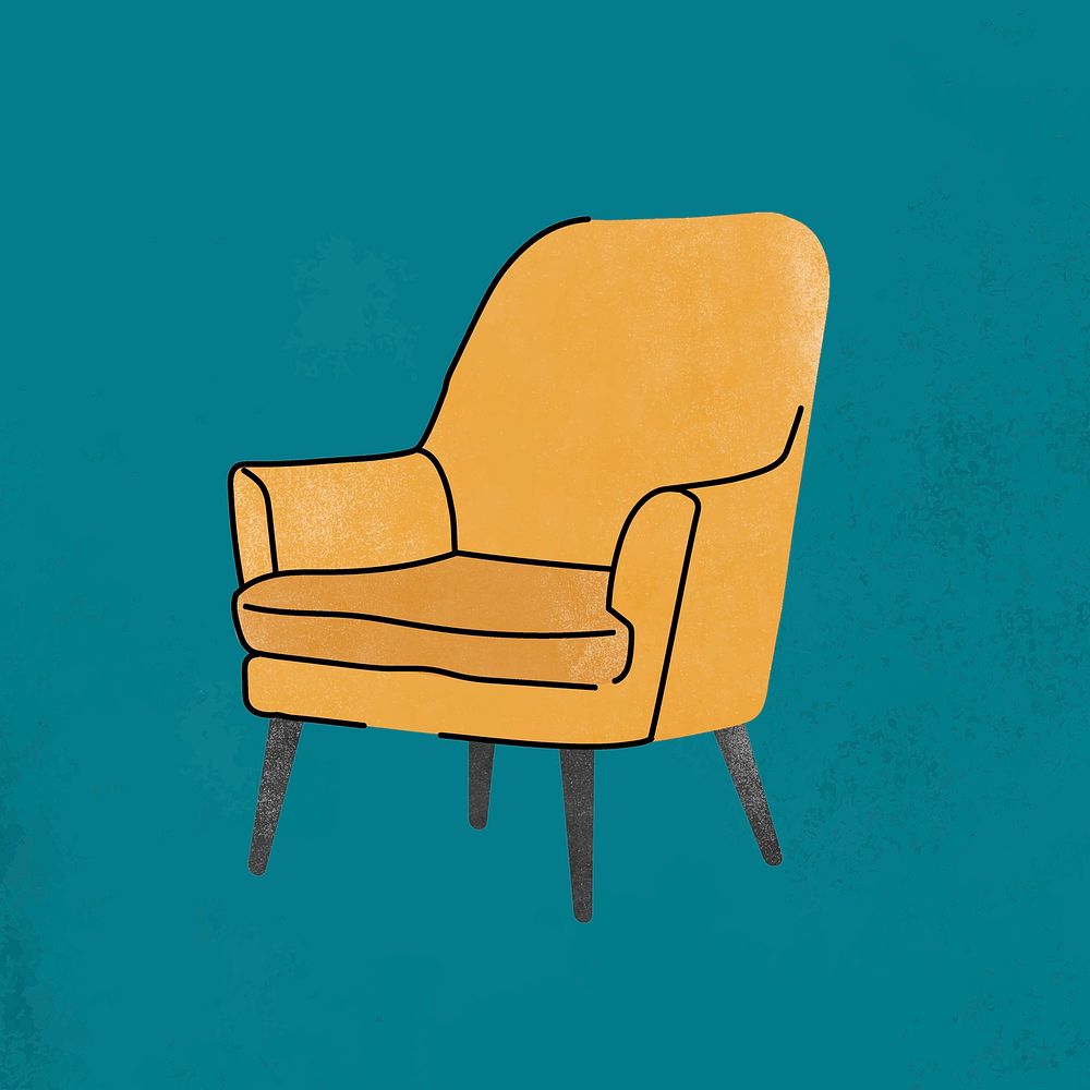 Yellow armchair, furniture & home decor illustration