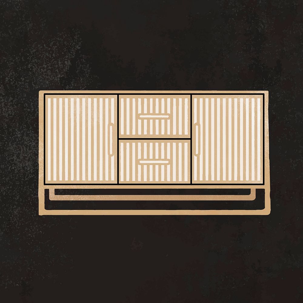 Modern sideboard clipart, furniture & home decor illustration