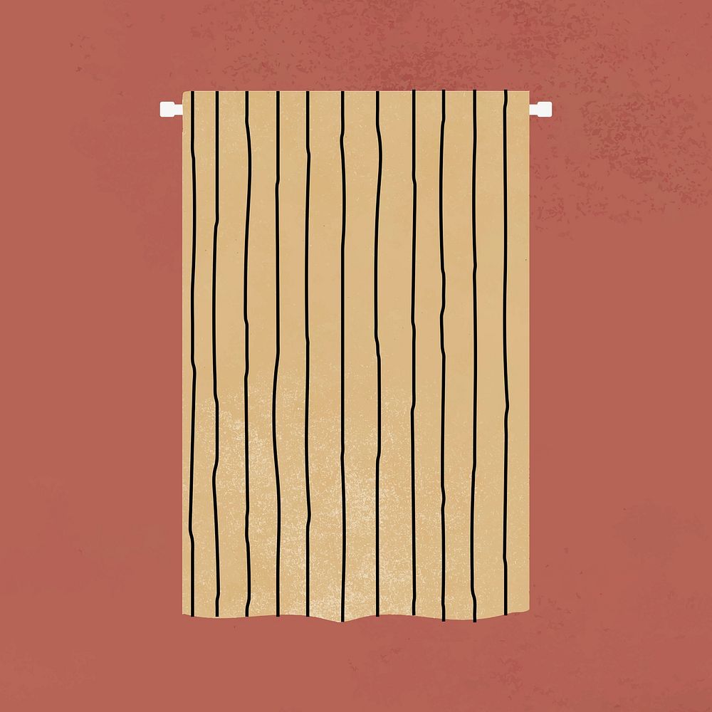 Beige curtain clipart, home decor illustration psd