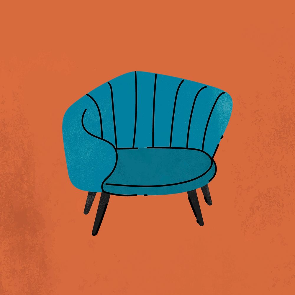 Blue armchair, furniture & home decor illustration