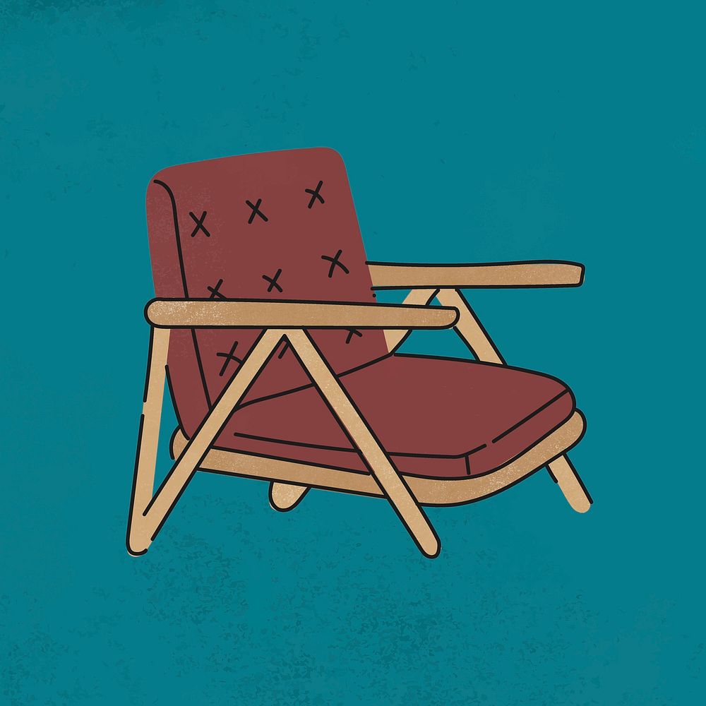 Retro MCM armchair, furniture & home decor illustration