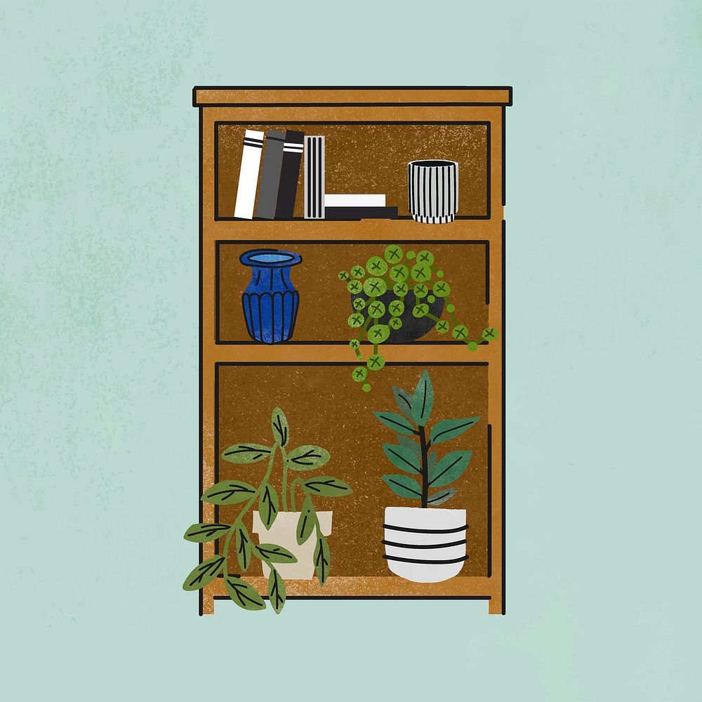 Book shelf clipart, furniture & home decor illustration vector