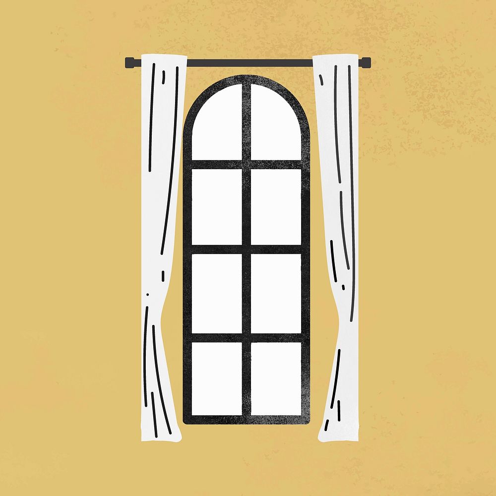 Arched window clipart, home decor illustration 