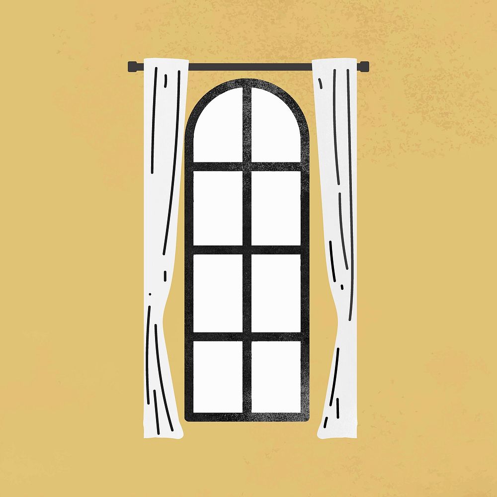 Arched window clipart, home decor illustration vector