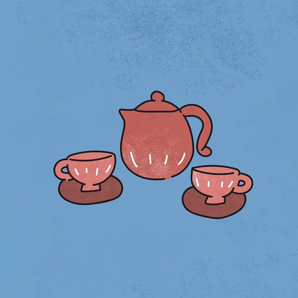 Tea pot set clipart, home decor illustration