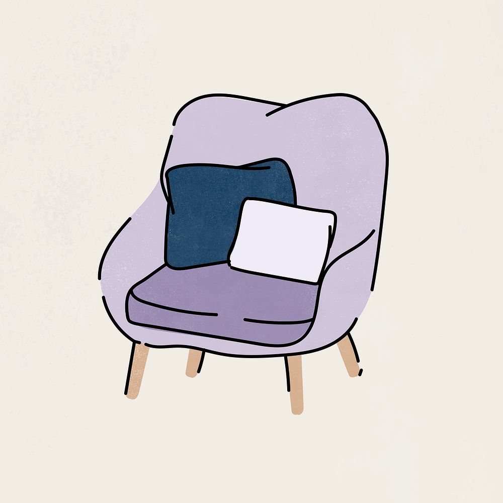 Purple armchair, furniture & home decor illustration