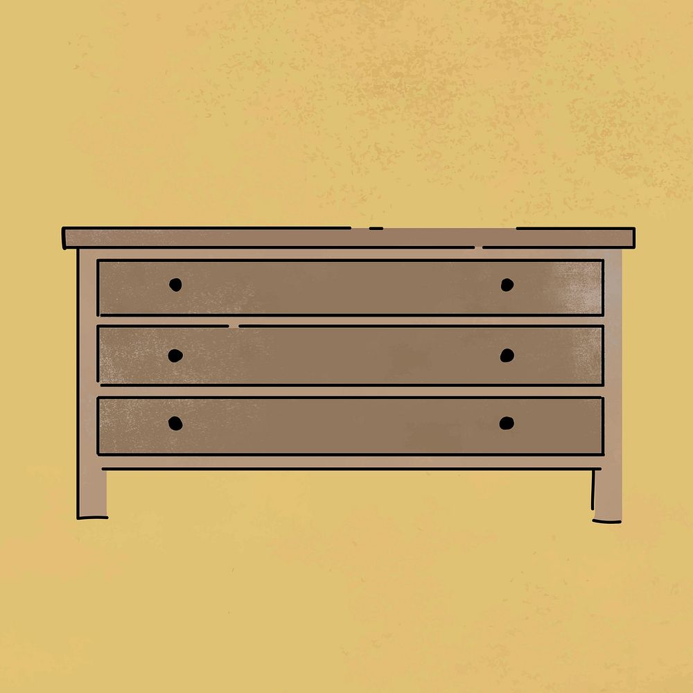 Chest of drawers, furniture & home decor illustration psd