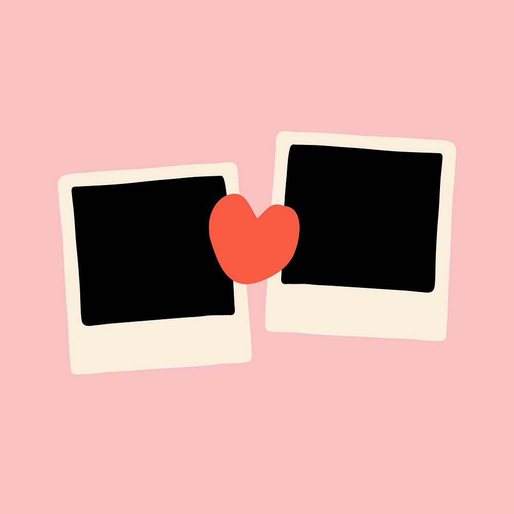 Valentine's frame background, instant photo film psd