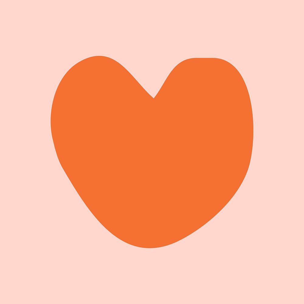 Heart sticker, orange shape doodle vector