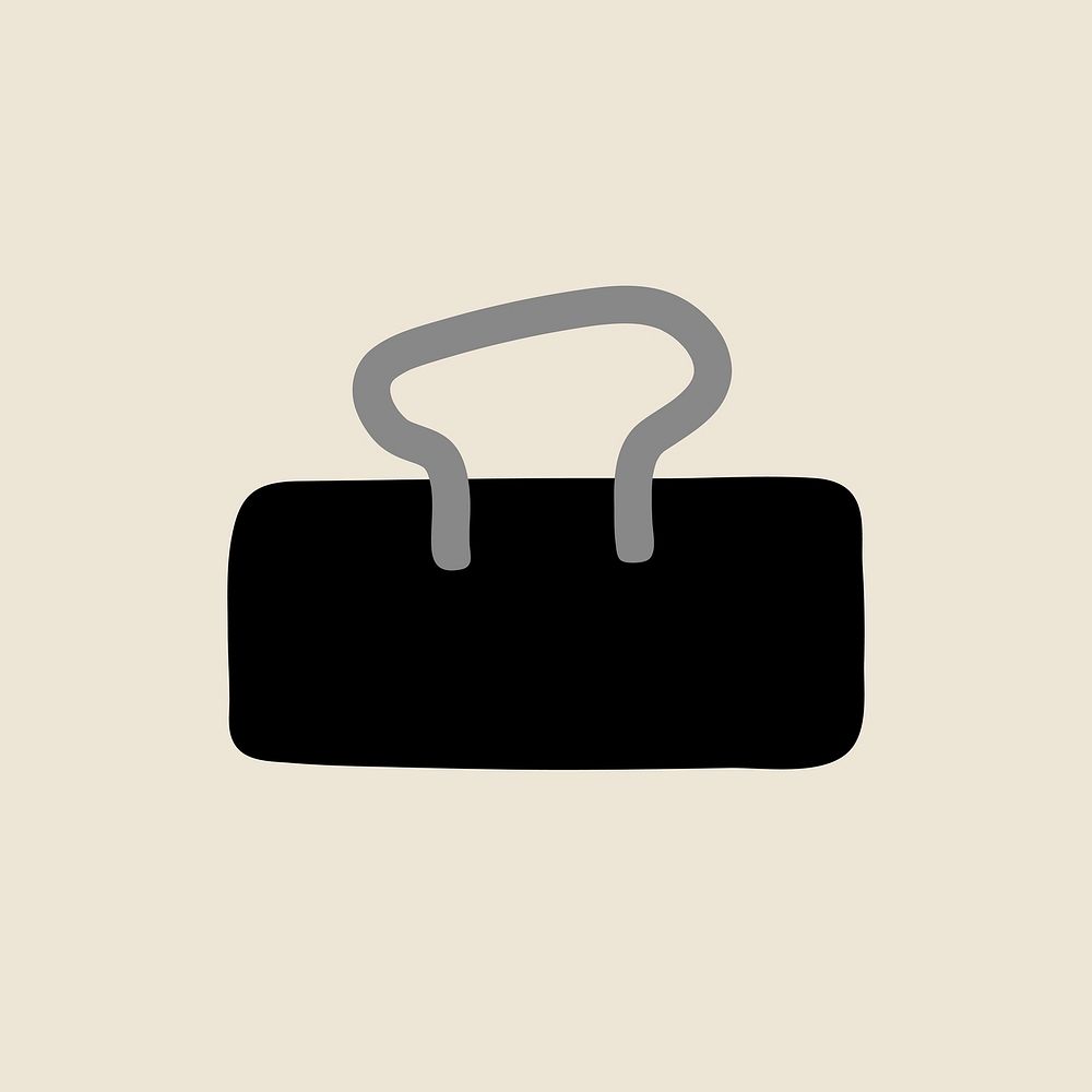 Binder clip sticker, office stationery doodle vector