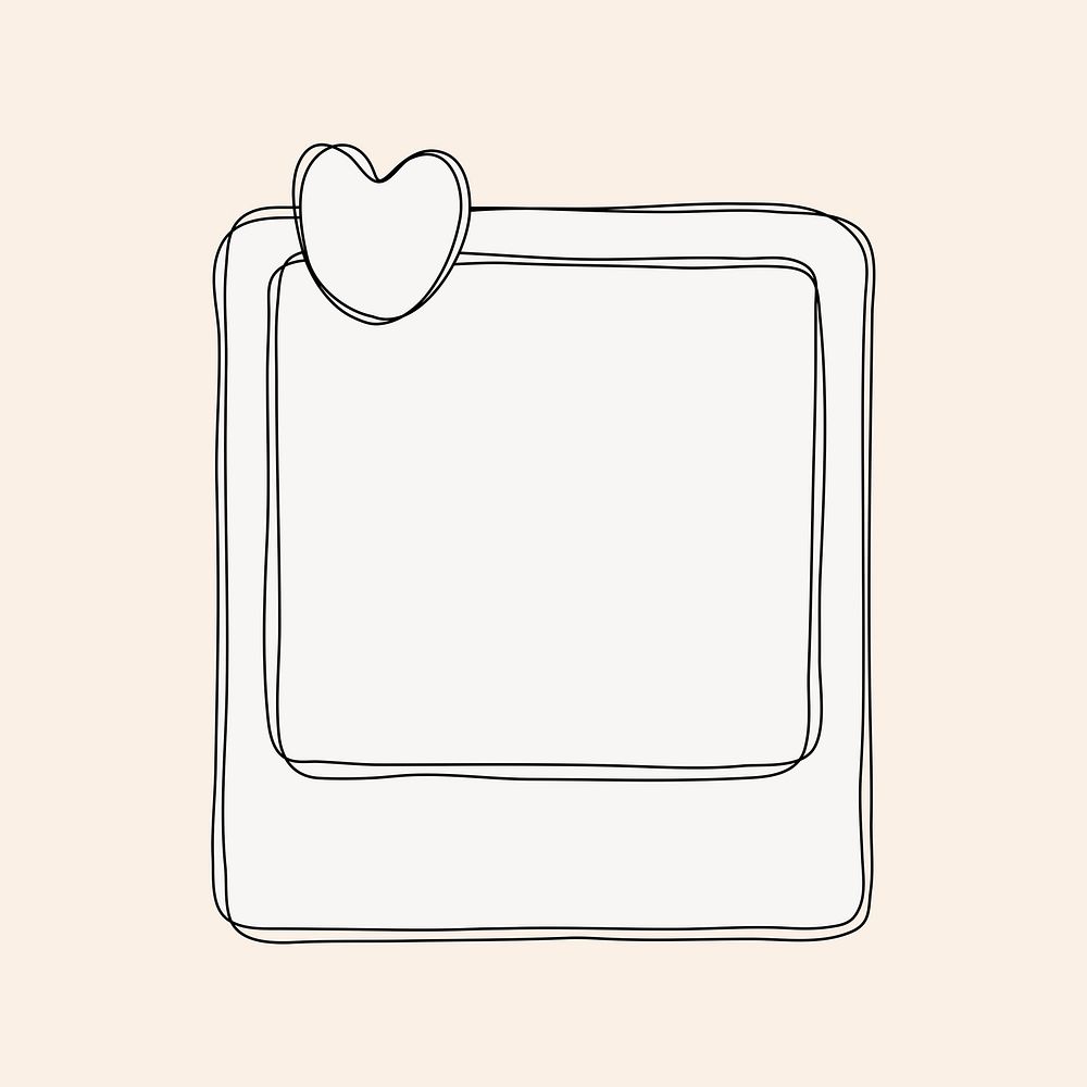 Beige frame sticker, simple doodle in cute design vector
