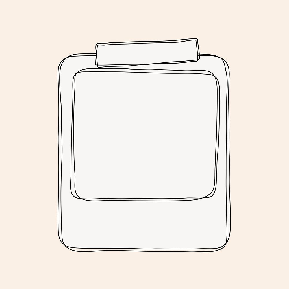 Beige frame sticker, simple doodle in cute design vector