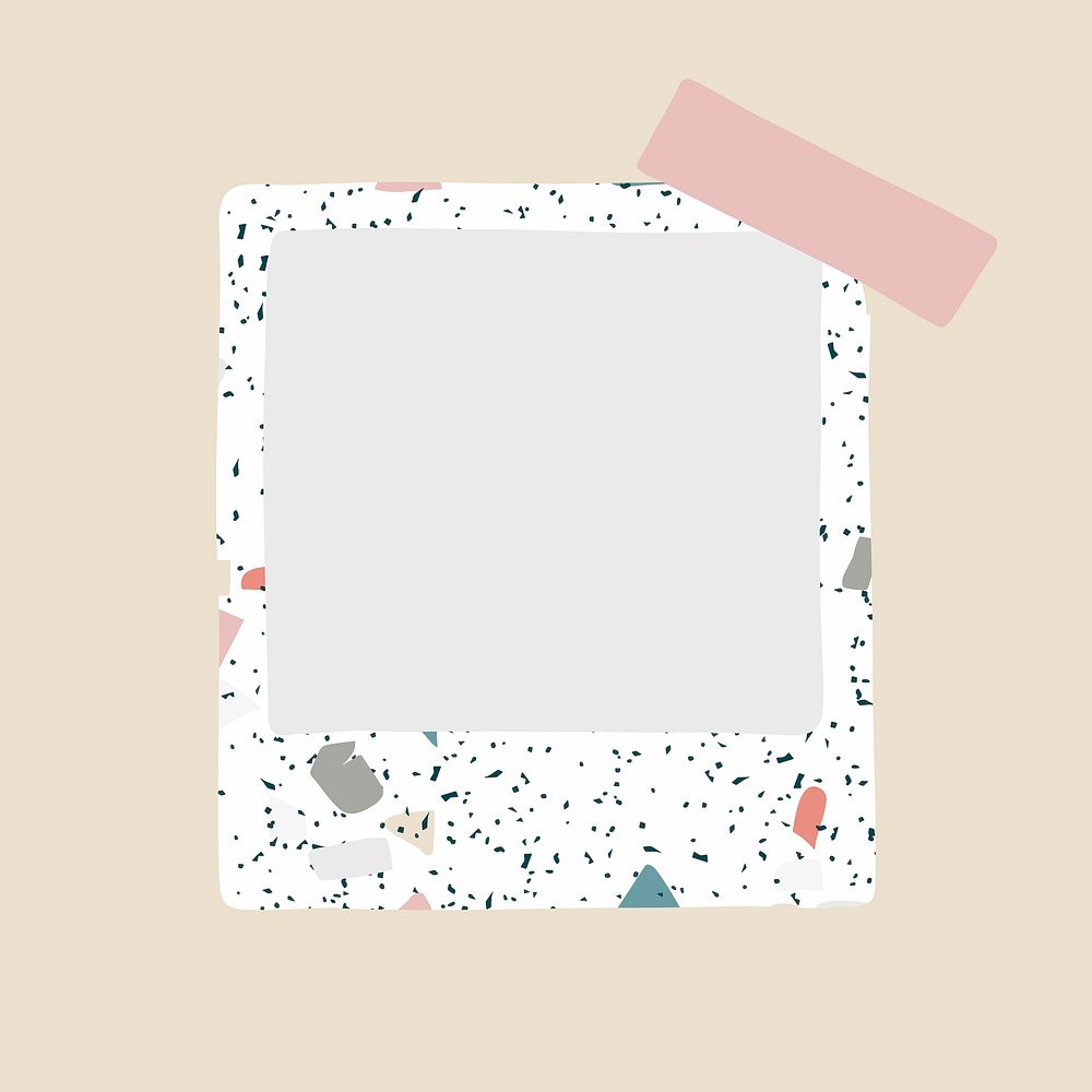 Terrazzo pattern frame, instant photo sticker vector