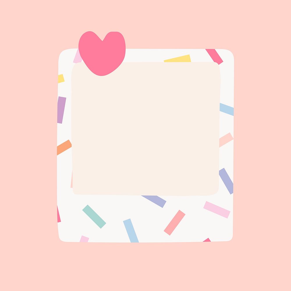 Confetti pattern frame, instant photo sticker vector